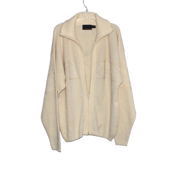 American Priority Full Zip Ivory Sweater Mens Size XL Made in USA - Picture 1 of 6